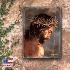 a painting of jesus with the crown of thorns on his head