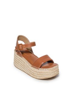 Leather upper, insole Jute-wrapped heel Rubber sole Buckle styling Imported | Mallorca Espadrille Platform Sandals by Bernardo in Brown, Women's, Size: 6, Leather/Rubber at Anthropologie Leather Espadrilles With Heel Strap, Leather Espadrilles With Heel Strap For Vacation, Leather Espadrilles With Ankle Strap, Summer Wedge Sandals With Medium Width, Leather Espadrilles With Heel Strap For Beach, Chic Leather Espadrilles With Buckle Closure, Spring Leather Espadrilles With Heel Strap, Leather Open Toe Espadrilles With Heel Strap, Spring Leather Espadrilles With Ankle Strap