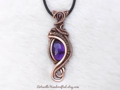 "Wire Wrapped Amethyst Pendant, Empath Protection Amethyst Necklace, Elven Jewelry, Protection Amulet Necklace, Healing Amethyst Gift for Her Unique Handmade Artisan Jewelry !! Original Designs by ArtsvilleHandcrafted If you love unique designs and Amethyst then...this beauty is perfect for you!! This piece has a gorgeous Amethyst, garnet and is created with Pure Copper Wires. IMPORTANT Select your choice of length for the necklace. All Jewelry is Gift Wrapped!! And dispatched within 1-2 working Purple Amulet Jewelry As A Gift, Purple Amulet Jewelry As Gift, Purple Amulet Style Jewelry Gift, Purple Amethyst Amulet Jewelry, Purple Amethyst Amulet Necklaces, Purple Amethyst Amulet Necklace, Hand Forged Purple Necklace For Gift, Adjustable Purple Electroformed Jewelry, Adjustable Electroformed Purple Jewelry