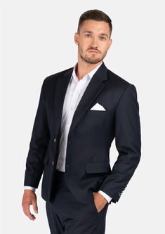 The Astor Dark Navy Twill Suit is an elegant and timeless professional wardrobe staple. Versatile for a variety of occasions, get ready to look your best in this custom made suit, wherever you wear it. Custom Made Suits, Body Scanning, Professional Wardrobe, Navy Suit, Single Breasted Jacket, Cashmere Wool, Look Your Best, Blue Satin, Pair Of Pants