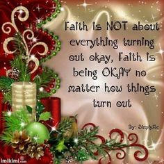 a christmas card with an image of presents on it and the words faith is not about everything