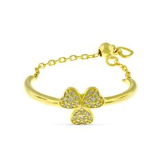 Yellow Gold Plated Sterling Silver White Sapphire adjustable Clover Ring. This ring is perfect for layering and stacking and is adjustable to any size thanks to the stylish chain. Rings Adjustable, Clover Ring, Wedding Guest Hairstyles, Stylish Watches, White Sapphire, Adjustable Ring, Gold Plated Sterling Silver, Yellow Gold Rings, Adjustable Rings