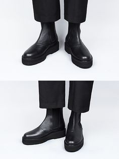 Editor's NotesDAVID STONE’s chelsea boots give modern and classic look with bold outsole and leather fabric.- Elastic band at side- Bold outsole- Comfortable fit- Leather fabric- Round toe styleMeasurements(in.)- Size: KR240mm(US6) - KR280mm(US10)- Heel Height: 2.0in.- Fits true to the sizeComposition & Care- Leather- Please check the care labelDesigner- by DAVID STONE David Stone, Chelsea Boots Black, Black Chelsea Boots, Leather Fabric, Boots Black, Classic Looks, Elastic Band, Chelsea Boots, Chelsea