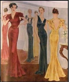 1939 Vintage Sewing Pattern B36 EVENING DRESS (R955R)  #Unbranded Dress Stole, Dress Bolero, 1930 Fashion, Vintage Vogue Sewing Patterns, Patron Vintage, Vogue Vintage, Top Bra, Vogue Sewing, Vogue Sewing Patterns