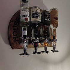 there are many different types of liquor on the wall