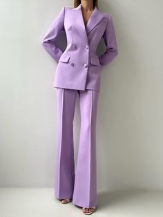 Urban High Waist Plain Fashion Pants Graduation Suits For Women, Graduation Suits, Plain Fashion, Pant Suits For Women, Business Attire Women, Purple Suits, Stylish Work Attire, Pant Suits, Fashion Bottoms