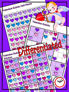 valentine's day themed printables with hearts and cupid on the side