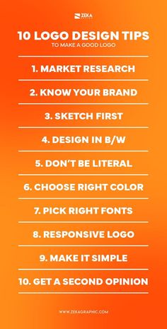 an orange background with the words 10 logo design tips to make a good logo on it