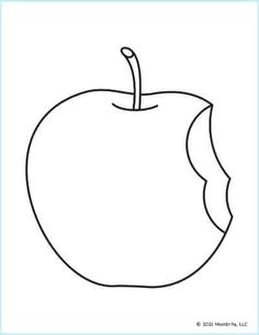 an apple with a bite out of it's side and the outline on top