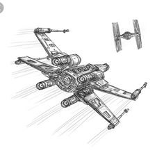 a drawing of a star wars tie fighter