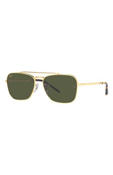 Set your sights on sunny adventures in these Italian-crafted sunglasses featuring a classic aviator silhouette with full-coverage UV-protective lenses. 58mm lens width; 15mm bridge width; 140mm temple length 100% UV protection Adjustable nonslip nose pads Metal Made in Italy Ray-Ban style number: RB3636 Outdoor Rimless Sunglasses With Gradient Lenses, Rimless Tinted Sunglasses For Outdoor, Vintage Sunglasses With Metal Frame For Outdoor, Gold Rimless Polarized Aviator Sunglasses, Gold Rimless Aviator Sunglasses With Polarized Lenses, Rimless Mirrored Sunglasses For Outdoor, Travel Shield Sunglasses With Gradient Lenses, Modern Aviator Sunglasses With Uva Protection For Travel, Gold Rimless Aviator Sunglasses With Uv Protection