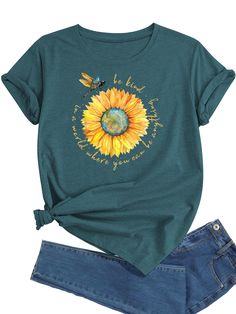 PRICES MAY VARY. 【Material】-Plus Size Graphic Tees for Women is Made of 60% Polyester, 35% Rayon, 5% Elastane. Skin-Friendly, Soft, and Lightweight. 【Features】-Women's Cute Sunflower Graphic Printed Tees, Sunflower Shirts for Women, Casual Short Sleeve Crew Neck Blouse Tees, Summer Workout Tee Tops for Ladies Girls. 【Occasion】-Womens Plus Size Graphic T Shirts Suit for Suit for Daily, Casual, Party, Workout, Work, Sports, School, Tourism, Holiday, Casual Daily Wear, Etc. Perfect with Jeans, Pant Sunflower Shirt, Quirky Illustration, Flower Tops, Tees For Women, Clothes Gift, Graphic Tees Women, Top Tee, Printed Tees, Women Girl