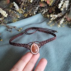 Macrame sunstone choker necklace,  Made with love Brown Jewelry With Natural Stones As Gift, Brown Natural Stone Jewelry For Gifts, Brown Natural Stone Jewelry As A Gift, Brown Natural Stone Jewelry Gift, Adjustable Gemstone Choker, Brown Gemstone Beads Jewelry Gift, Adjustable Natural Stone Choker Necklace, Unique Gemstone Choker Jewelry, Gift Brown Gemstone Beads Jewelry