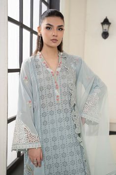 Maria B DWE2405-ESM-AQA Casuals Eid Pret 2024 Original brand suit fabric and photography lite diffrance in actual print. Lawn Suit, Maria B, Kids Couture, Lawn Suits, Organza Dupatta, Shalwar Kameez, Suit Fabric, Sequins Embroidery, Pakistani Outfits