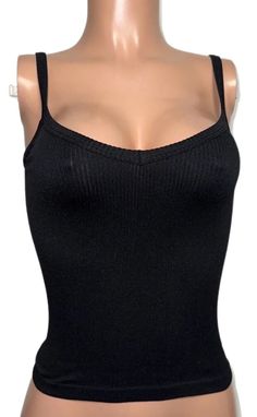 Classic Black V-neck Ribbed Seamless Fitted Basic Cami Top Y2K Casual Style Nwts Y2k Casual, Casual Party, Cami Top, Holiday Celebration, Punk Fashion, Cami Tops, Womens Clothing Tops, Classic Black, Casual Style