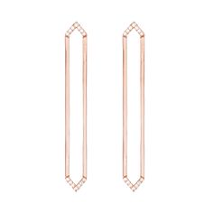 Our Long Marquis earrings mix equal parts of elegance and edge. The points are set with diamonds for an elevated look. Available in yellow, rose, white, or black gold, with or without diamonds. 2 1/2 Inch Length 14K Rose Gold with White DiamondsMade in Los Angeles Luxury Rose Gold Diamond Earrings, Luxury Rose Gold Earrings With Single Cut Diamonds, Elegant Rose Gold Earrings With Single Cut Diamonds, Elegant Rose Gold Jewelry With Diamond Markers, Elegant Diamond Earrings With Diamond Markers, Modern Rose Gold Earrings With Diamond Accents, Single Rose Gold Diamond Earring, Modern Rose Gold Linear Earrings For Formal Occasions, Luxury Rose Gold Linear Earrings For Formal Occasions