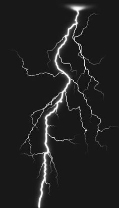 a lightning bolt in the dark sky with white lightening on it's side