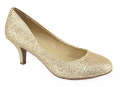 City Classified Comfort Women Classic Heel Pumps Gold Glitter Closed Round Toe CARLOS-H Heel height: 2.5" (Approx) Very Comfortable heel , perfect for formal events or work. Cute style with round toe Color: Gold Glitter Brand Name: City Classified Shoes (part of SODA shoes group) Material: Man Made Faux Leather This style run true the size. Gold Heels Wedding, Low Pumps, Formal Heels, Soda Shoes, Comfort Women, Beige Heels, Sparkly Heels, Gold Pumps, Classic Heels