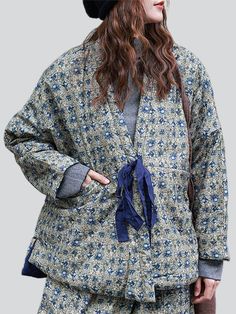 Description Product ID: TP2033219 Material: Cotton, Linen Lining Material: Silk-like Cotton Sleeve: Long Sleeve Pattern: Printed Closure Type: Lace-up Season: Winter Style: Ethnic Occasion: Daily, Trip, Gifts Package included: 1 * Coat Size Chart (Asian Size): Please allow 1-3 cm measured error. Size Length Chest Raglan Sleeve Length One Size 70cm - 74cm | 27.6'' - 29.1 in 150cm | 59.1 in 68cm | 26.8 in Folk Long Sleeve Kimono For Fall, Folk Style Long Sleeve Kimono For Fall, Winter Folk Style Long Sleeve Kimono, Folk Style Long Sleeve Kimono For Spring, Spring Folk Style Long Sleeve Kimono, Bohemian Long Sleeve Kimono With Pockets, Padded Coat, Ethnic Style, Sleeves Pattern