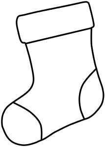 a black and white drawing of a christmas stocking