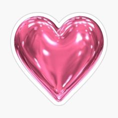 a shiny pink heart sticker on a white background