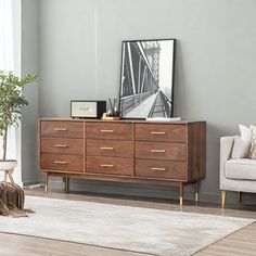 a living room scene with focus on the dresser