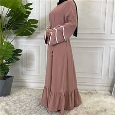 Casual Abaya For Spring, Casual Solid Color Abaya For Spring, Casual Solid Abaya For Spring, Casual Spring Abaya, Casual Long Maxi Dress For Eid, Dress For Muslim Women, Abaya Dresses, Dubai Abaya, Abaya Style