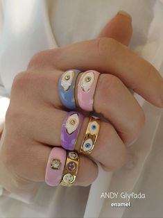 Evil Eye Enamel Ring with Zircons adjustable rings Adjustable Pink Enamel Rings, Adjustable Enamel Ring Jewelry, Adjustable Enamel Ring, Adjustable Enamel Round Ring, Adjustable Round Enamel Ring, Adjustable Pink Enamel Open Ring, Trendy Adjustable Enamel Rings, Trendy Enamel Round Rings, Adjustable Multicolor Enamel Rings