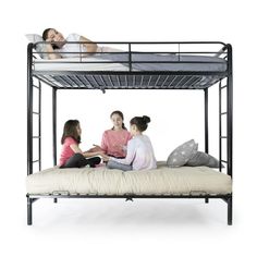 DHP Sammie Twin over Futon Metal Bunk Bed, Black - Walmart.com Metal Bunk Bed, Convertible Couch, Full Size Platform Bed, Bunk Bed With Trundle, Bed Black, Metal Bunk Beds, Top Bunk, Full Bunk Beds, Twin Bunk Beds