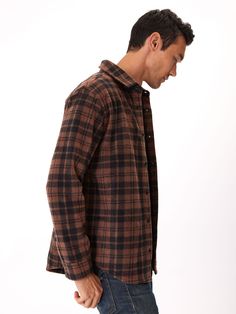 Made from recycled plastic, this Fleece Button Up is the perfect sustainable layer to add to your winter wardrobe. Wool Flannel Long Sleeve Shirt For Winter, Wool Flannel Shirt With Long Sleeves For Winter, Winter Outdoor Shirt With Relaxed Fit, Winter Outdoor Relaxed Fit Shirt, Winter Wool Long Sleeve Flannel Shirt, Relaxed Fit Shirt For Outdoor Winter, Brown Relaxed Fit Flannel Shirt For Winter, Winter Brown Relaxed Fit Flannel Shirt, Casual Long Sleeve Wool Shirt