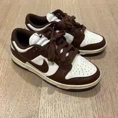 Never Worn! No Box Brown Nike Sets, Nike Air Force 1 Chocolate, Brown Niki Shoes, Brown Preppy Shoes, Nike Dunk Low Brown Basalt, Dunk Lows, Nike Brown, Shoes Nike, Chocolate Brown