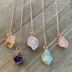 Natural raw healing crystal one of a kind stone necklace; Gold metal wire wrapped, available in amethyst, green aventurine, clear quartz, rose quartz, rainbow fluorite and citrine stones. Nickel free. Prefer your necklace with the sarcastic healing properties? Order that here --> https://www.etsy.com/listing/995355996 D E T A I L S: - Stones are approximately 1-2 inches in length & width - Chain: 18in, gold plated- nickel free - Includes guide on charging crystals & tips for caring fo Rose Gold Crystal Necklaces For Jewelry Making, Wire Wrapped Rose Quartz Pendant Necklace, Adjustable Wire Wrapped Crystal Necklace, Rose Quartz Wire Wrapped Jewelry For Healing, Spiritual Wire-wrapped Rose Quartz Necklace, Wire Wrapped Rose Quartz Jewelry For Healing, Rose Gold Wire Wrapped Crystal Necklaces For Jewelry Making, Spiritual Rose Quartz Wire Wrapped Necklace, Healing Rose Gold Crystal Necklace With Gemstone