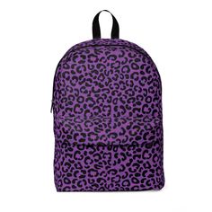 💜 This Purple and Black Leopard Print Backpack will add a pop of color to your journeys. ✈️ 🚌 ✏️ With a classic look that never goes out of style, durable construction, and details for all-day carrying comfort, this customizable backpack is a must-have for the daily commute to school or occasional casual travel.  👑 Suitable for Kids, Teens, and Adults! ✨Made of 15.5 oz. Soft Nylon ✨Lightweight, waterproof, and tear resistant  ✨Padded back and adjustable padded shoulder straps ✨4 Pockets: 1 fr Trendy Purple Softback Backpack, Back To School Purple Softback Backpack, Purple Softback Backpack For Back To School, Scene Backpack, Scene Clothes, Scene Outfits, Black Leopard Print, Leopard Animal, Soft Bristle Brush