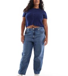 Plus-size jeans by ASOS DESIGN Your on or off-duty vibe The effortless everyday ones Slim, tapered fit​ High rise Zip fly Five pockets