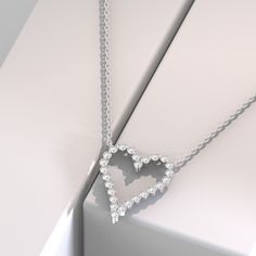 Celebrate love with our stunning Diamond Heart Necklace. Crafted in 14k gold, this exquisite piece is perfect for layering or wearing alone. It makes a thoughtful gift for birthdays, graduations, anniversaries, or as a bridal gift. Embrace the timeless beauty of this elegant necklace and order now to make hearts sparkle! This is the perfect gift for mom, wife, fiancee, girlfriend, valentine, daughter, family or friend. It is a special gift for mother's day, valentine's day, wedding, anniversary, Diamond Heart Necklace For Wedding On Valentine's Day, Valentine's Day Wedding Diamond Heart Necklace, Double Heart Brilliant Cut Necklace For Wedding, Elegant Brilliant Cut Heart Necklace For Wedding, Valentine's Day Wedding Heart Necklace With Brilliant Cut, Fine Jewelry Heart Necklace With Brilliant Cut For Wedding, Diamond White Heart Necklace For Formal Occasions, Diamond White Heart Necklace For Formal Events, Formal Round Cut Heart Necklace In Fine Jewelry Style