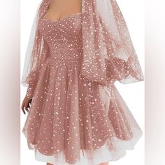 This Dress Has Sparkly Silver Stars And Moons All Over It, It Is A Beautiful Cameo Pink Color. Perfect Dress For Homecoming And/Or Prom The Last Photo Is The Same Dress But In A Different Color I Do Not Have The Black Dress Homecoming Dresses Puffy, Pink Hoco Dress Short, Hoco Dress Short, Dresses Puffy, Dress With Corset Back, Backless Corset, Plus Size Homecoming Dresses, Pink Sparkly Dress, Sweetheart Homecoming Dress