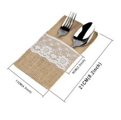 a place mat with two forks and a knife on it