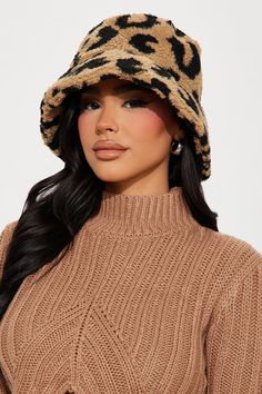 Available In Tan. Bucket Cheetah Print Sherpa Material Imported | In The Wild Bucket in Tan by Fashion Nova Hats Black Women, Leopard Hat, Trendy Fall Outfits, In The Wild, Falling Down, Thigh High Boots, Thigh High, Cheetah Print, Thigh Highs