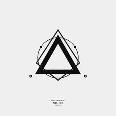 a black and white poster with an image of a triangle in the middle of it