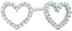 Zales 1/10 CT. T.W. Diamond Heart Stud Earrings in 10K White Gold Heart Studs, Heart Earrings Studs, Diamond Heart, Diamond Earrings Studs, Heart Design, Diamond Studs, Post Earrings, Heart Ring, White Gold