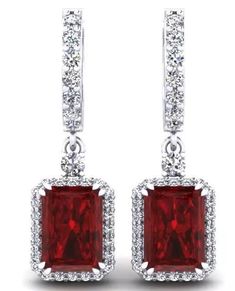 5 Carats Red Ruby And Diamond Drop Dangle Women Earring White Gold 14K Occasional Dresses, Round Diamond Earrings, Diamond Earrings Studs Round, Diamond Dangle Earrings, Halo Earrings Studs, Round Diamond Engagement Rings, White Gold Diamond Rings, Ruby Diamond, Diamond Drops