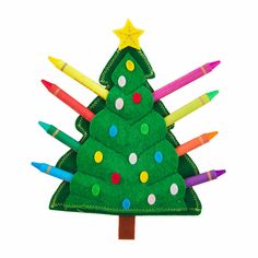 TREE CRAYON HOLDER SET-330 Other-Mudpie-Peachy Keen Boutique, Women's Fashion Boutique, Located in Cape Girardeau and Dexter, MO Mud Pie Christmas, Pie Christmas, Christmas Pie, Purple Crayon, Crayon Holder, Felt Tree, Crayon Set, Felt Christmas Tree, Santa Face