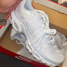 White Vapormax Plus 9.5 Women’s Brand New In The Box $150 Vapor Max Plus, Vapormax Nike, Vapor Max, Birthday Board, Nike White, Shoes Brand, 18th Birthday, White Nikes, Shoe Brands