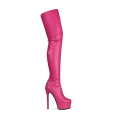 Shop Pink Pleaser Boots Matte Women's Dance Platform Stiletto Stretch Thigh High Boots color Pink for  with worldwide Free shipping & Free return. Fitted High Heel Platform Boots For Club, Pink Fitted Platform Boots With Pointed Toe, Pink Knee-high Platform Boots For Party, Pink High Heel Club Boots, Pink High Heel Boots For Club, Pink Knee-high Platform Boots, Pink Heeled Party Boots, Pink Fitted Knee-high Platform Boots, Pink Fitted Platform Boots For Party