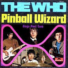 the who pinball wizard dogs past town vinyl album cover with pink and blue design