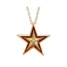 A star is a beacon of hope, a shining light that guides the way. It's a symbol of positivity, happiness or renewal. Look up into the nighttime sky, and the stars have a magical and inspiring presence.  Red enameled 24 Karat gold plate over pewter, enhanced by a crystal. 18" Gold-plate chain.  Measures approximately 1" x 1". Designed and manufactured in the USA by out parent company Multilana New York.   © MULTILANA ILANET museum shop      We take pride that our jewelry & gifts are designed and h Red Star-shaped Jewelry Gift, Red Star-shaped Jewelry For Gift, Red Necklace With Star Charm For Gift, Red Necklace With Star Charm As Gift, Nighttime Sky, Gift Box Handmade, Shining Light, Star Pendant Necklace, Box Handmade