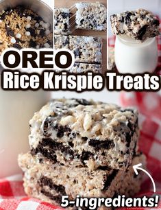 the recipe for oreo rice krispie treats is shown