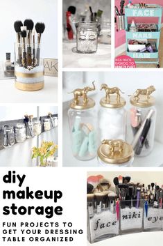 If your makeup collection is out of control check out this collection of DIY makeup storage ideas and then get crafty! Diy Makeup Storage Ideas, Victorian Remodel, Raskog Ikea, Makeup Holders, Makeup Storage Ideas, Makeup Caddy, Easy Diy Makeup, Organised Life, Quick Organization