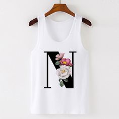 Casual Harajuku, Women Vest, Vest Women, Alphabet Print, Tank Top Camisole, Look Cool, Womens Vest, Top Tee, Print Tops