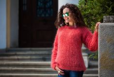 Loose rib Mohair sweater. Lightweight sweater - ribbed pattern, crewneck -perfect city style This is a lightweight sweater, great for your daily routine, walking, boating or all activities you enjoy! This is a cozy rib Christmas sweater, a unique 100 % hand knitted piece of art This sweater can be custom ordered in any color, size that you desire Do not hesitate to contact us for any custom idea you may have All measurements are taken with the item flat and not stretched. Please check carefully Knitted Christmas Jumpers, Pull Mohair, Boho Pullover, Rib Sweater, Knit Christmas, Boho Sweater, Summer Sweaters, Cable Knit Jumper, Christmas Jumper